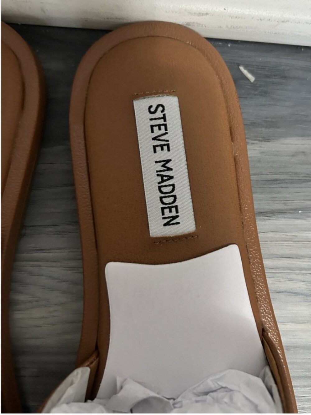 Steve Madden Sienna Cognac Leather Slides Sandals Size 7.5 New/w Box - Picture 4 of 5